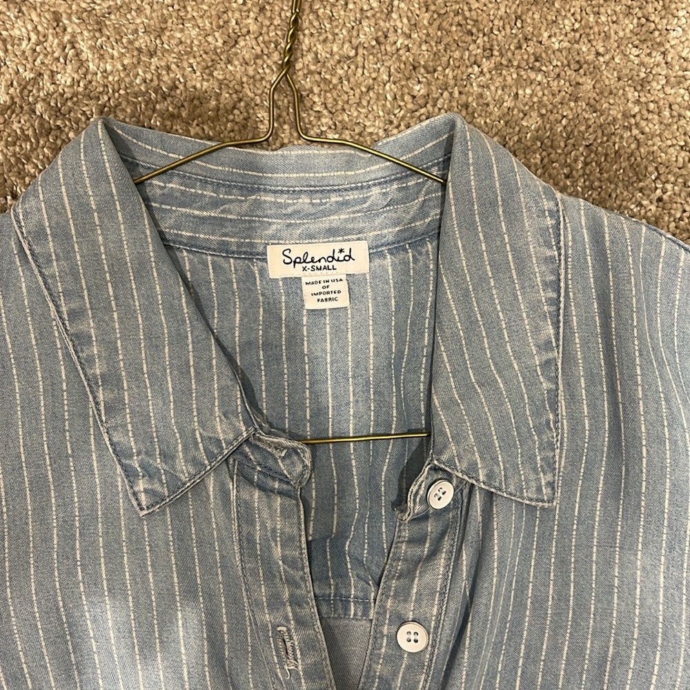 Splendid Denim Button Down With White Pinstripes - image 2